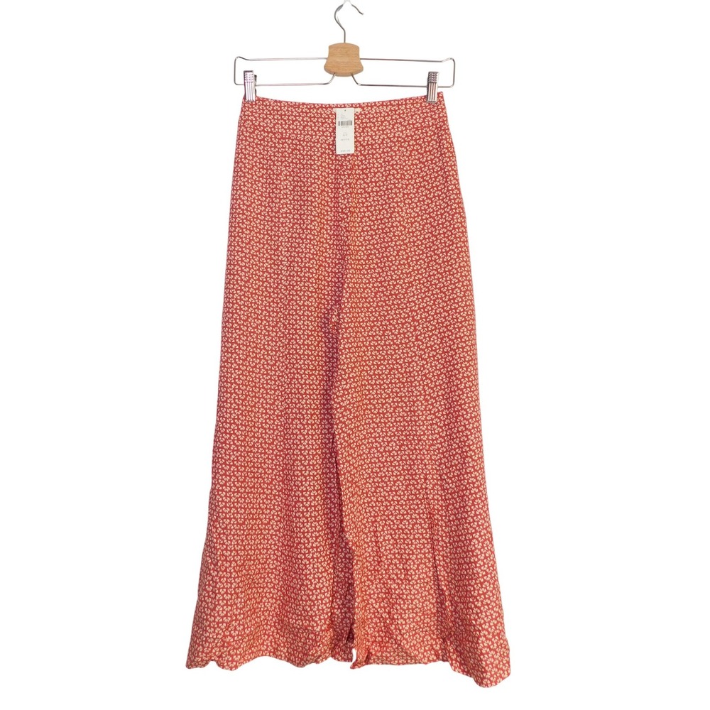 Maeve‎ Anthropologie Canna Wide Leg Pants 0P Rose Tyrie Red Floral Cropped NWT
